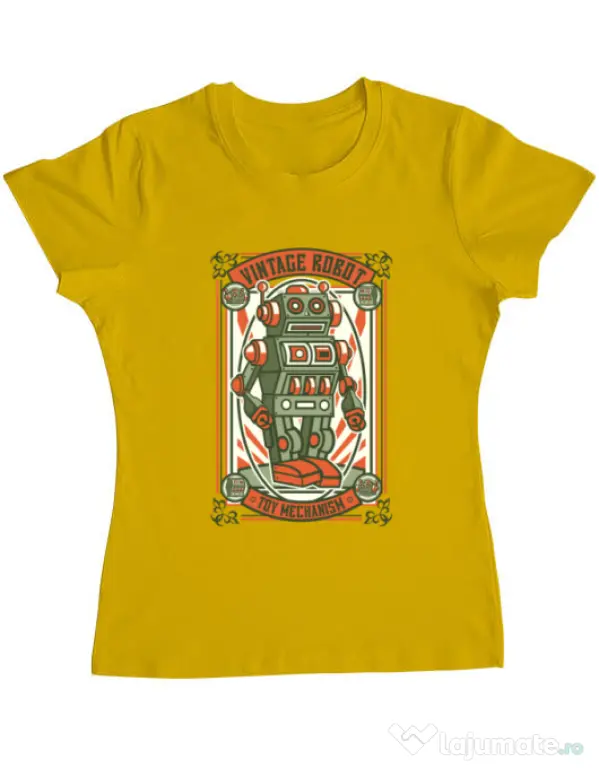 Tricou ADLER dama Vintage Robot Galben