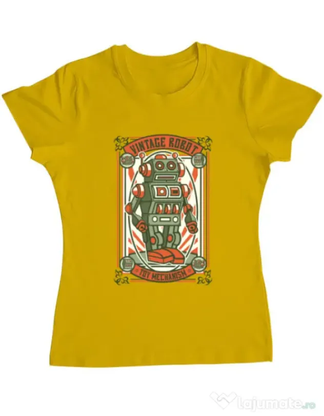 Tricou ADLER dama Vintage Robot Galben