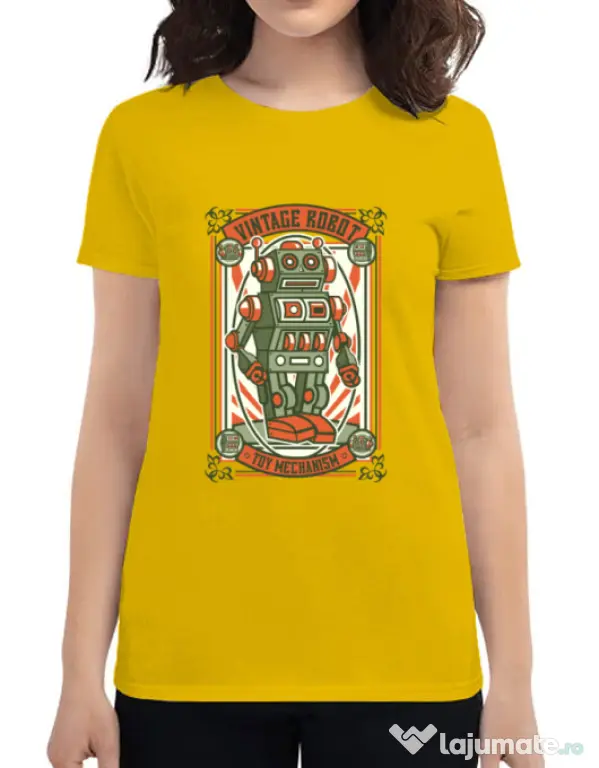 Tricou ADLER dama Vintage Robot Galben