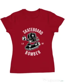 Tricou ADLER dama Skateboard Bomber Rosu