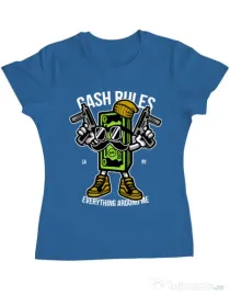 Tricou ADLER dama Cash rules Albastru azuriu