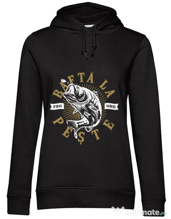 Hoodie dama cu gluga Bafta la peste Negru