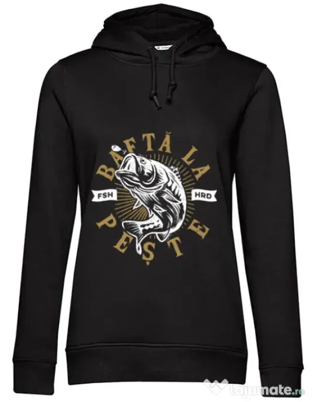 Hoodie dama cu gluga Bafta la peste Negru
