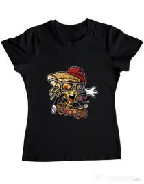 Tricou ADLER dama Pizza Skater Negru