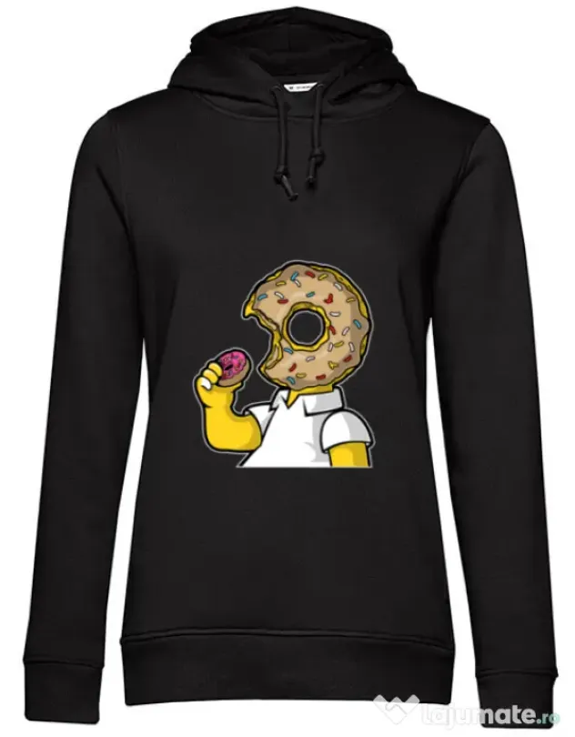 Hoodie dama cu gluga I Like Donut Negru