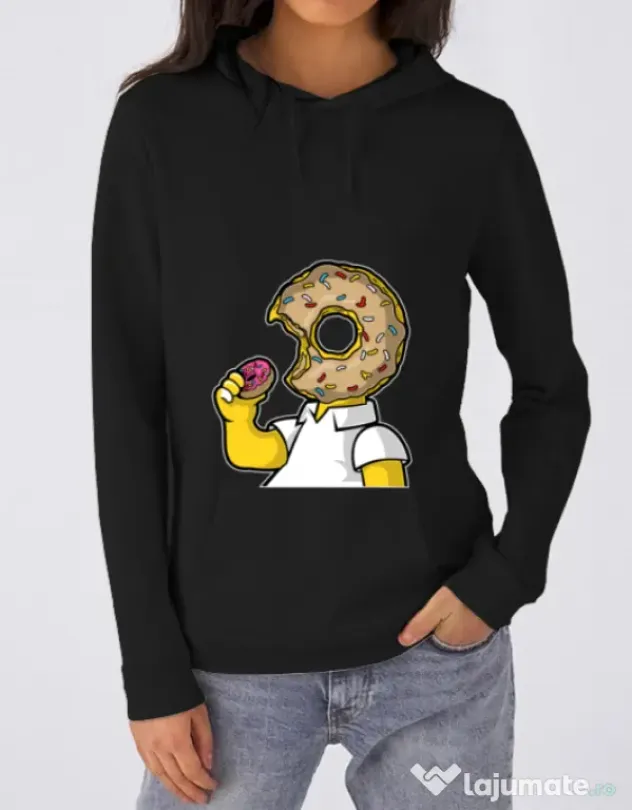 Hoodie dama cu gluga I Like Donut Negru