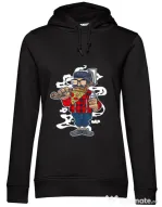Hoodie dama cu gluga Pizza Beard Negru