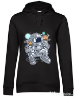 Hoodie dama cu gluga Astronaut Ice Cream Negru