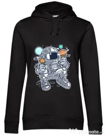 Hoodie dama cu gluga Astronaut Ice Cream Negru