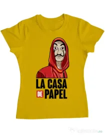 Tricou ADLER dama Money heist Galben