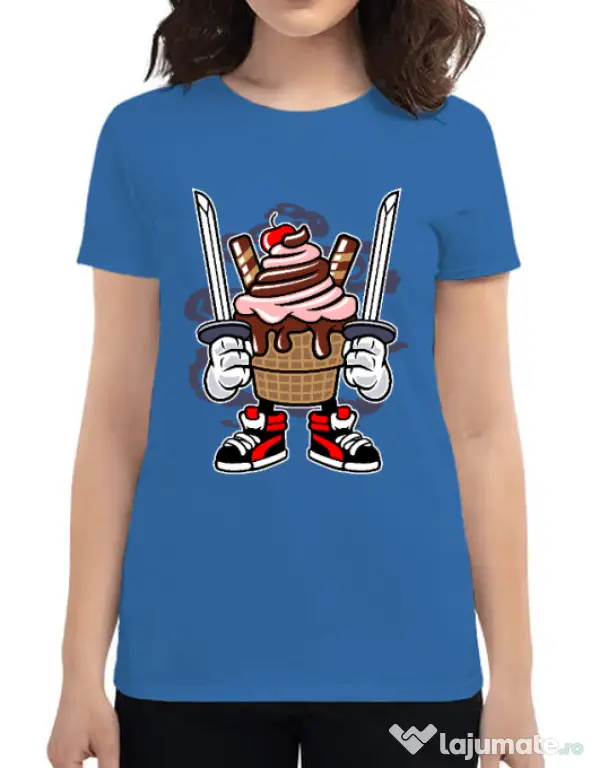 Tricou ADLER dama Ice Cream Ninja Albastru azuriu