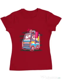 Tricou ADLER dama Ice Cream Truck Rosu