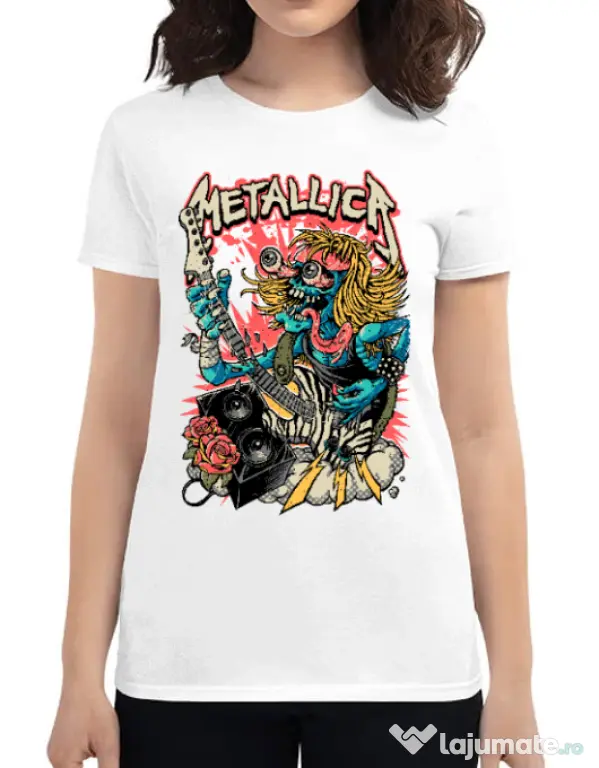 Tricou ADLER dama Heavy Guitar Alb