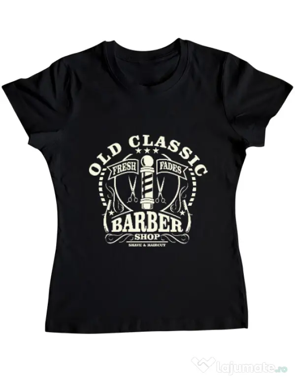 Tricou ADLER dama Old Classic Barber Negru