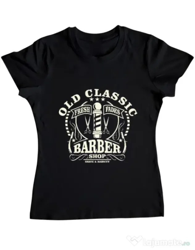 Tricou ADLER dama Old Classic Barber Negru