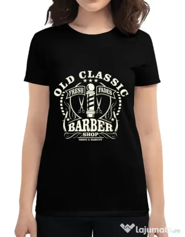 Tricou ADLER dama Old Classic Barber Negru