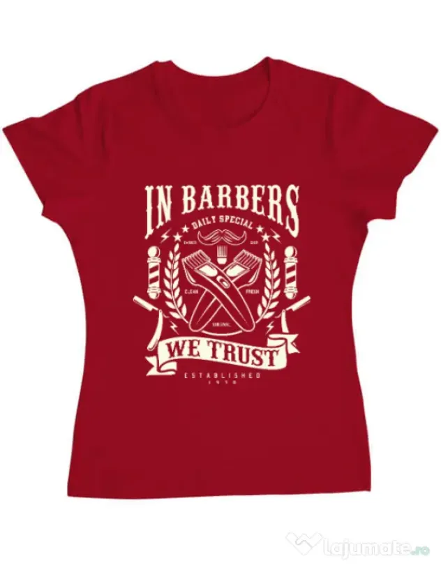 Tricou ADLER dama In Barbers We Trust Rosu