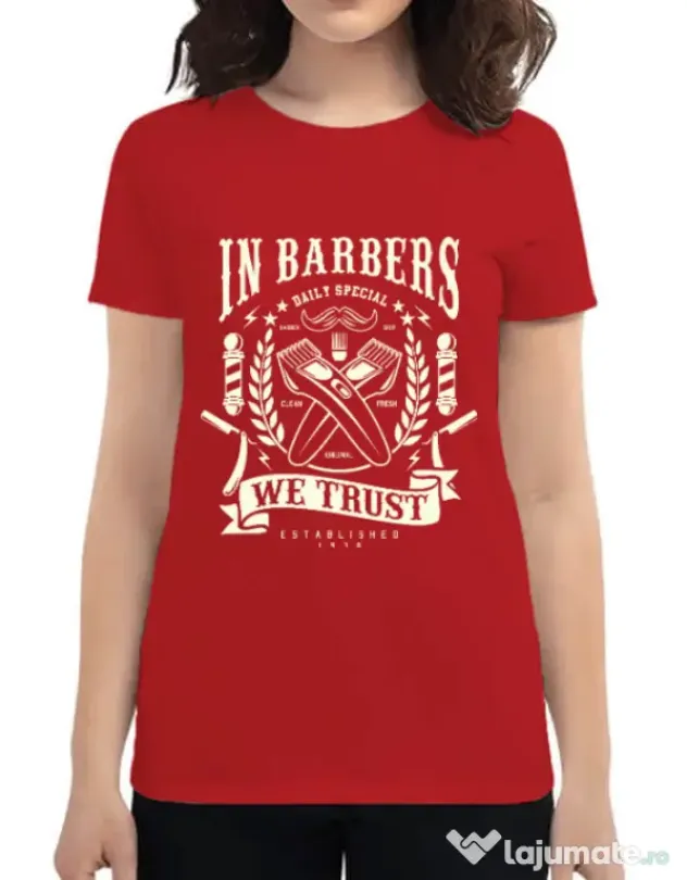 Tricou ADLER dama In Barbers We Trust Rosu