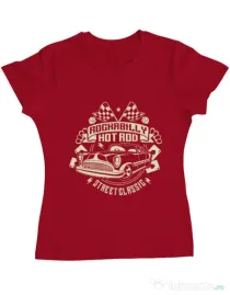 Tricou ADLER dama Rockabilly Hotrod Rosu