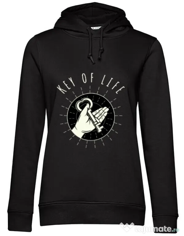 Hoodie dama cu gluga Key Of Life Negru