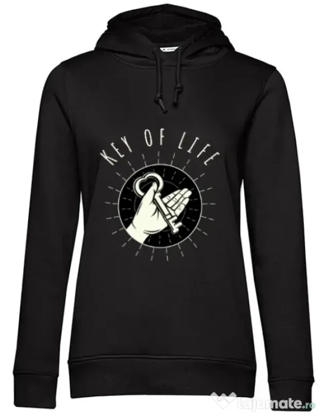 Hoodie dama cu gluga Key Of Life Negru