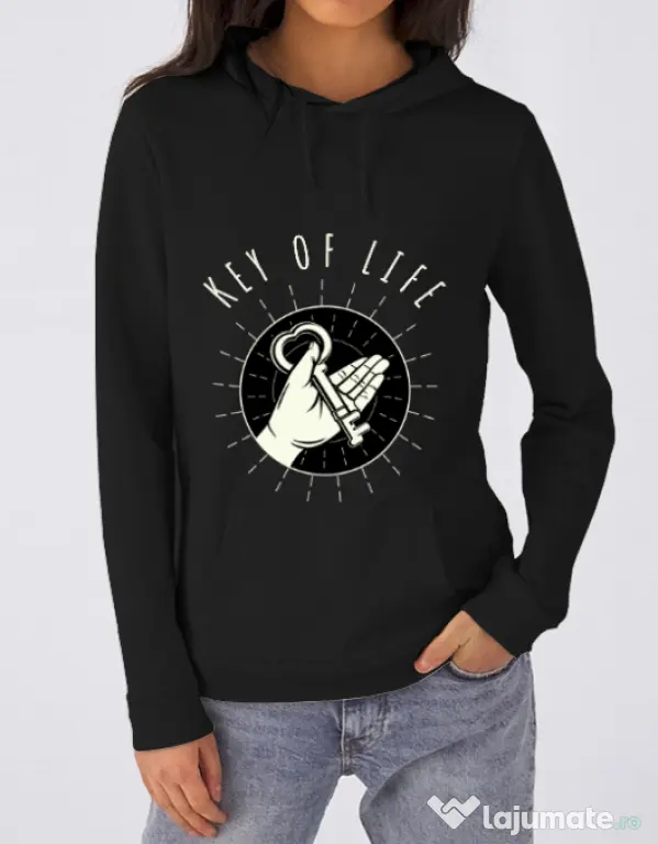 Hoodie dama cu gluga Key Of Life Negru