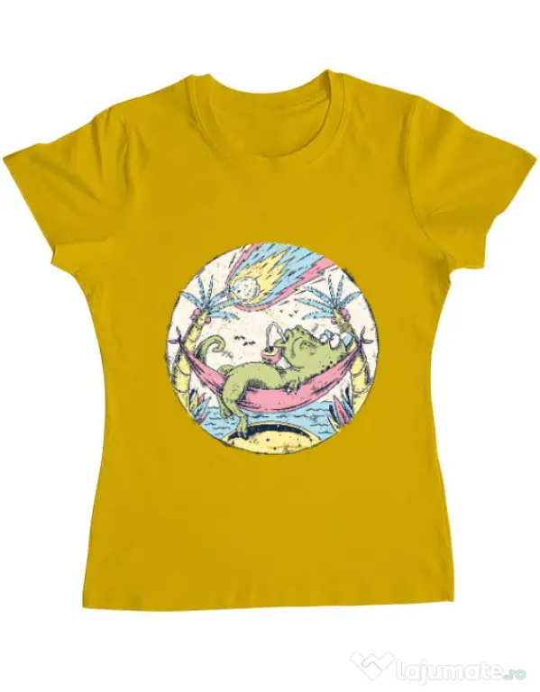 Tricou ADLER dama Asteroid Day Galben
