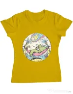 Tricou ADLER dama Asteroid Day Galben