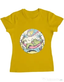 Tricou ADLER dama Asteroid Day Galben