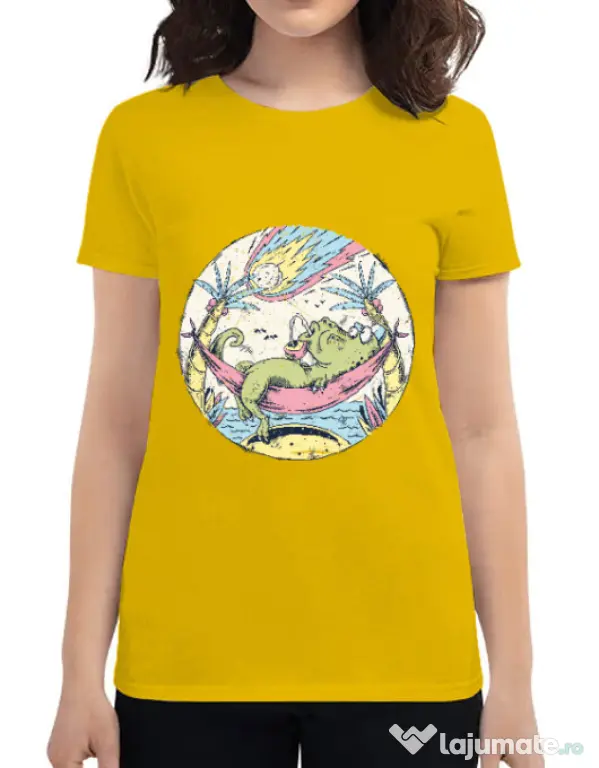 Tricou ADLER dama Asteroid Day Galben