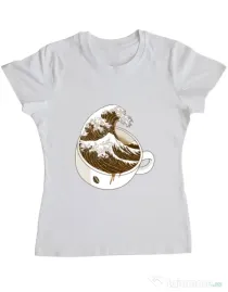 Tricou ADLER dama The Great Wave off Coffee Alb