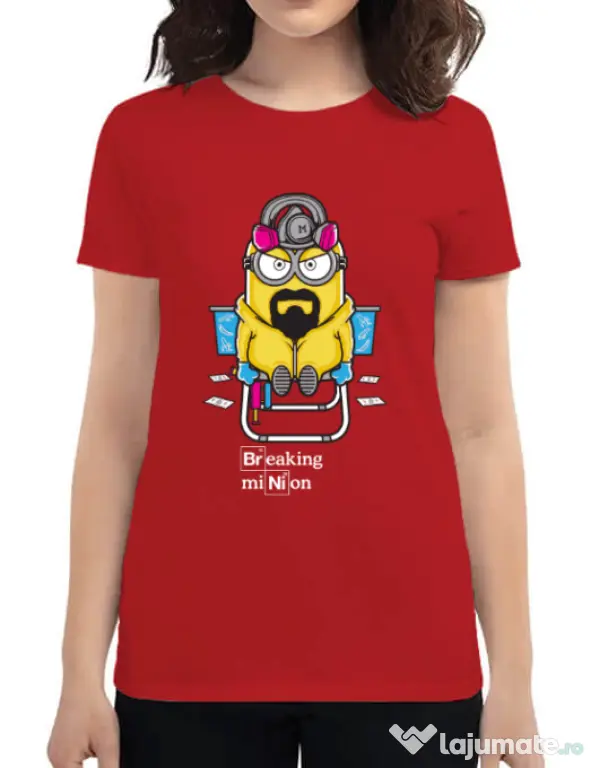 Tricou ADLER dama Breaking Minion Rosu