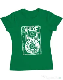Tricou ADLER dama Where words fail, music speaks Verde mediu