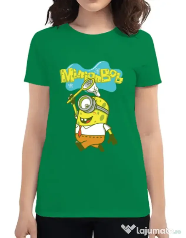 Tricou ADLER dama MinionBob Verde mediu