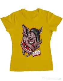 Tricou ADLER dama Pig Saw Galben