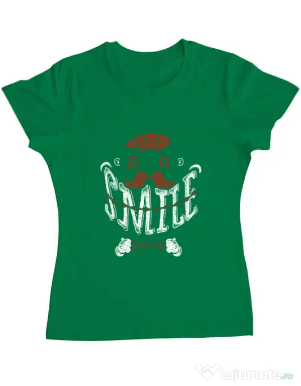 Tricou ADLER dama Keep smile everyday Verde mediu