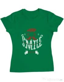 Tricou ADLER dama Keep smile everyday Verde mediu