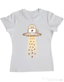Tricou ADLER dama Alien Coffee Invasion Alb