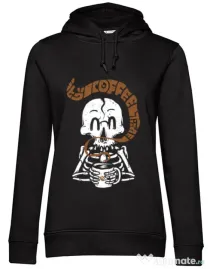 Hoodie dama cu gluga Its Coffee Time Negru