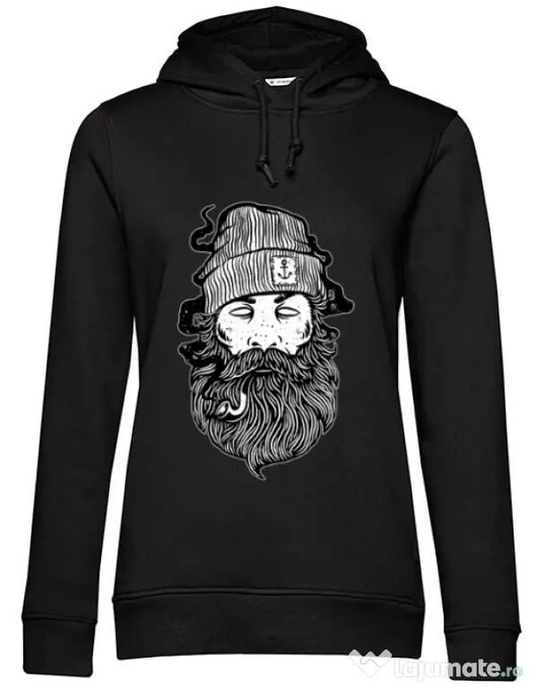 Hoodie dama cu gluga Sailor Man Negru