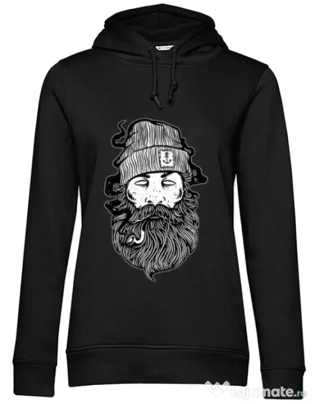 Hoodie dama cu gluga Sailor Man Negru