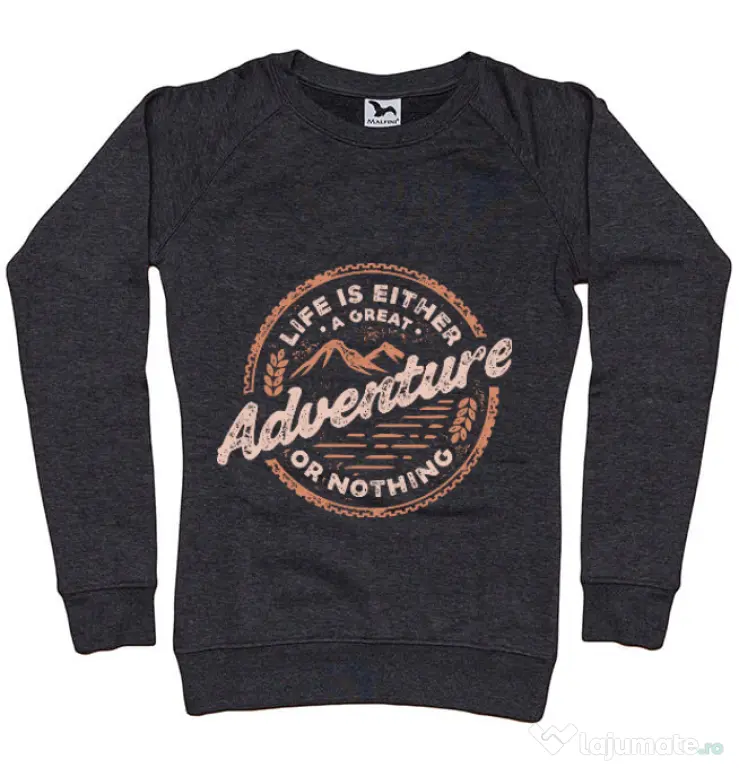 Bluza ADLER dama Adventure or nothing Negru melanj