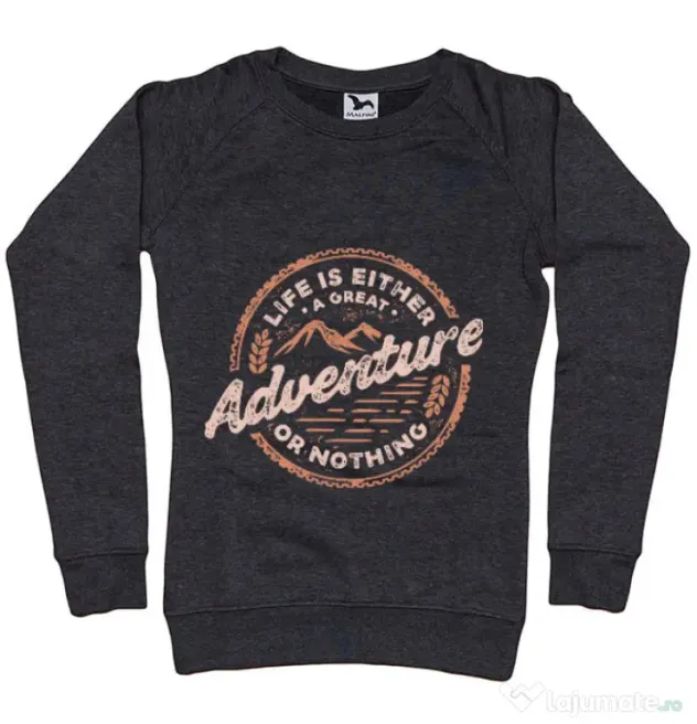 Bluza ADLER dama Adventure or nothing Negru melanj