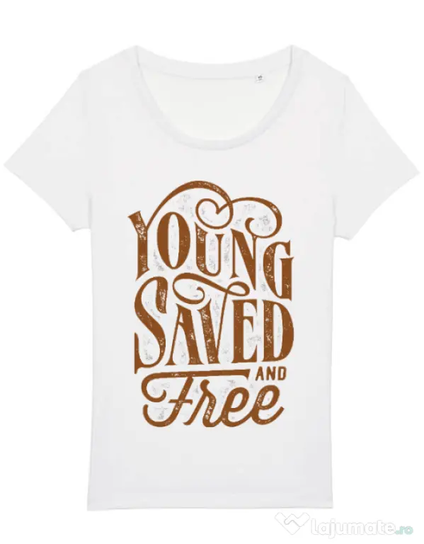 Tricou STANLEY STELLA dama Young Saved And Free Alb