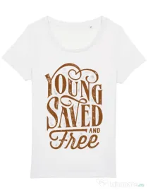 Tricou STANLEY STELLA dama Young Saved And Free Alb