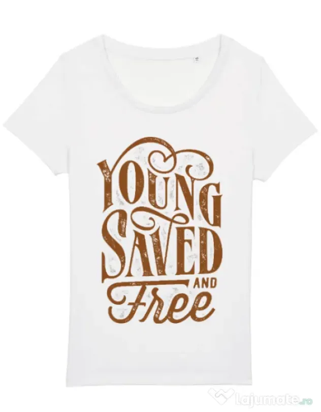 Tricou STANLEY STELLA dama Young Saved And Free Alb