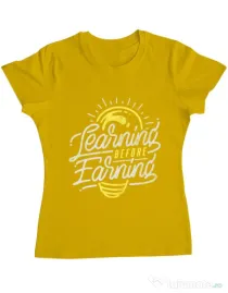 Tricou ADLER dama Learning Before Earning Galben