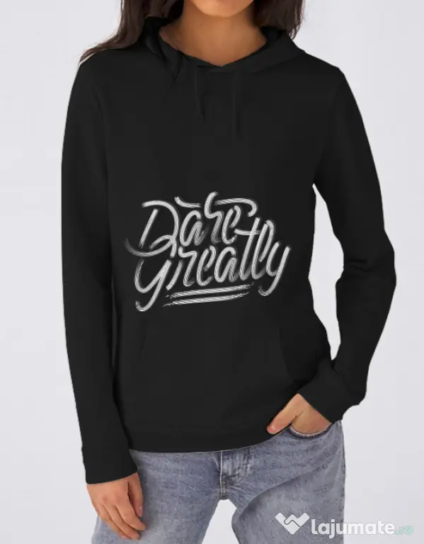 Hoodie dama cu gluga Dare Greatly Negru