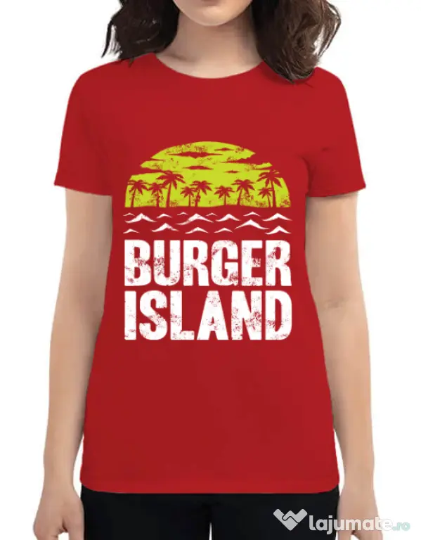 Tricou ADLER dama Burger island Rosu