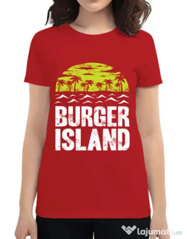 Tricou ADLER dama Burger island Rosu
